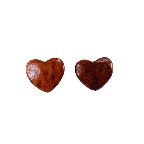 Redwood Earrings - Heart Wood Earrings - California Redwood Stud Earrings - Redwood Burl