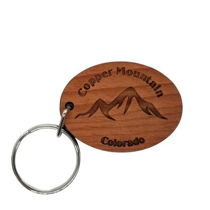 Copper Mountain Keychain Colorado Mountains Handmade Wood Keyring Souvenir CO Ski Resort Skiing Travel Gift Tag Key Ring