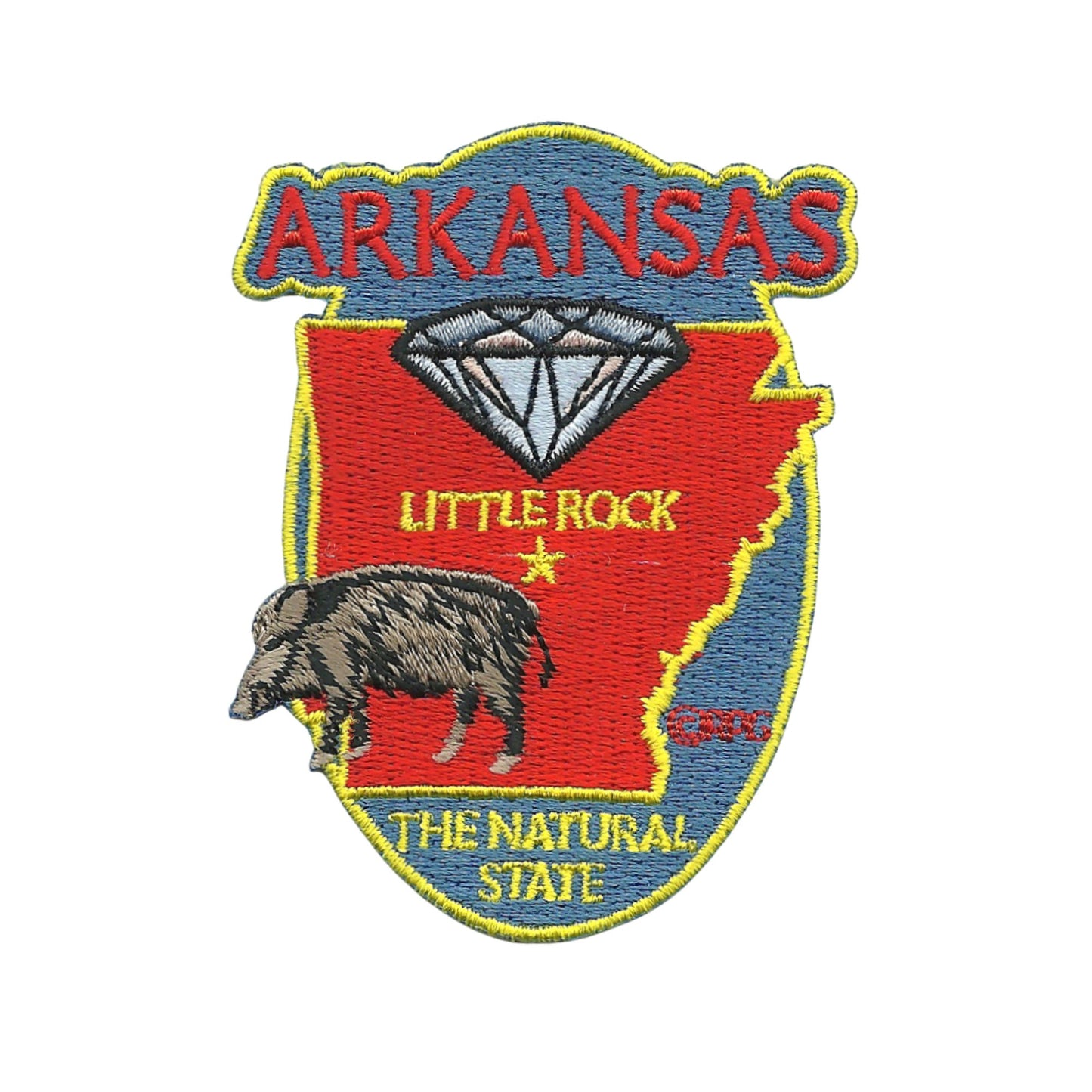 Arkansas Patch – AR State Shape- Travel Patch Iron On – The Natural State Souvenir Patch – Embellishment Applique – Travel Gift 3"