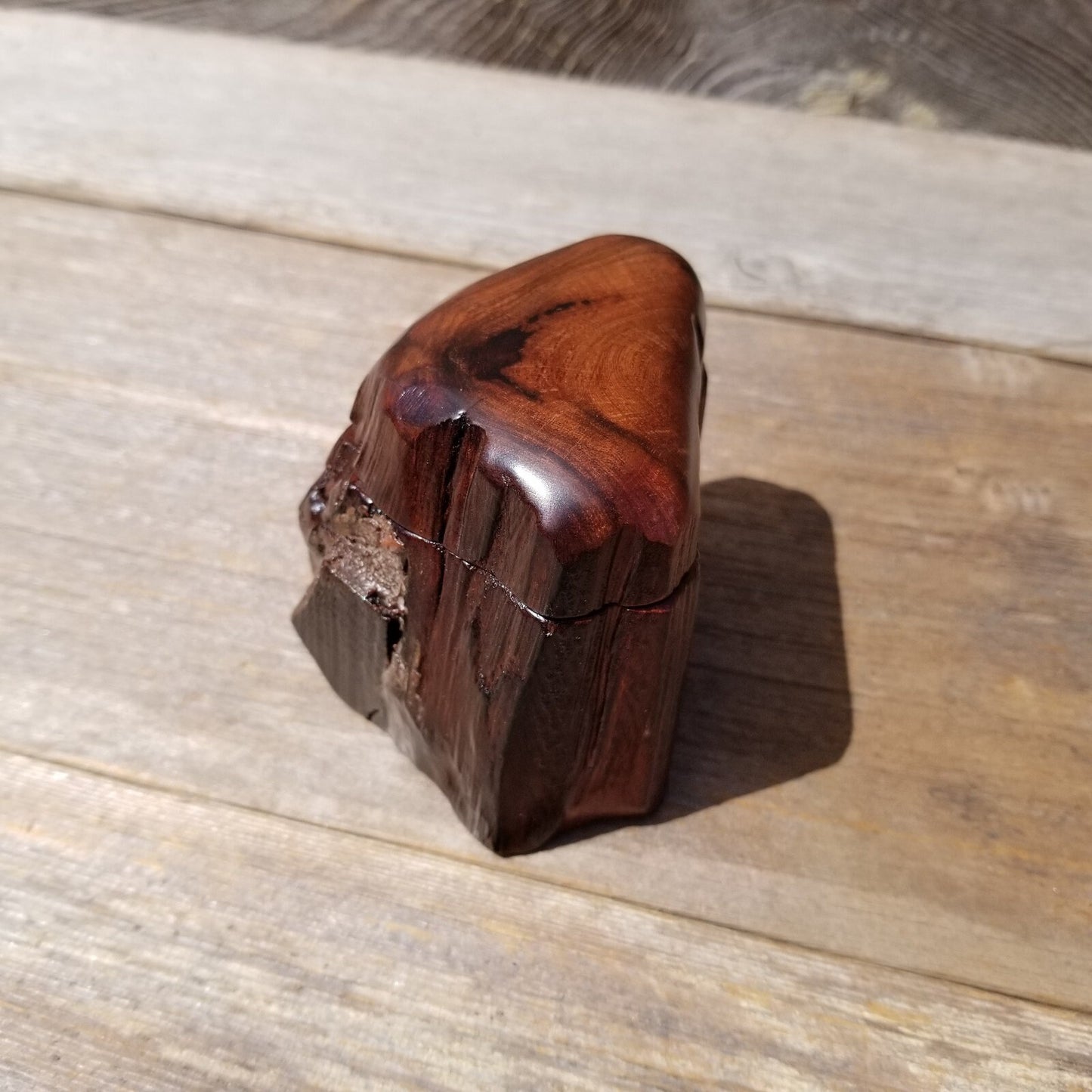 Wood Ring Box Redwood Rustic Handmade California Storage Live Edge Mini #463 Birthday Gift Christmas Gift Mother's Day Gift