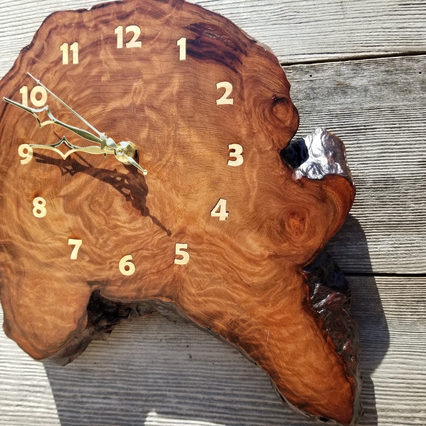 Redwood Clock Handmade Wall Hanging Rustic Burl Live Edge #487 Anniversary Gift Wedding Gift One Of a Kind Small Wall Clock