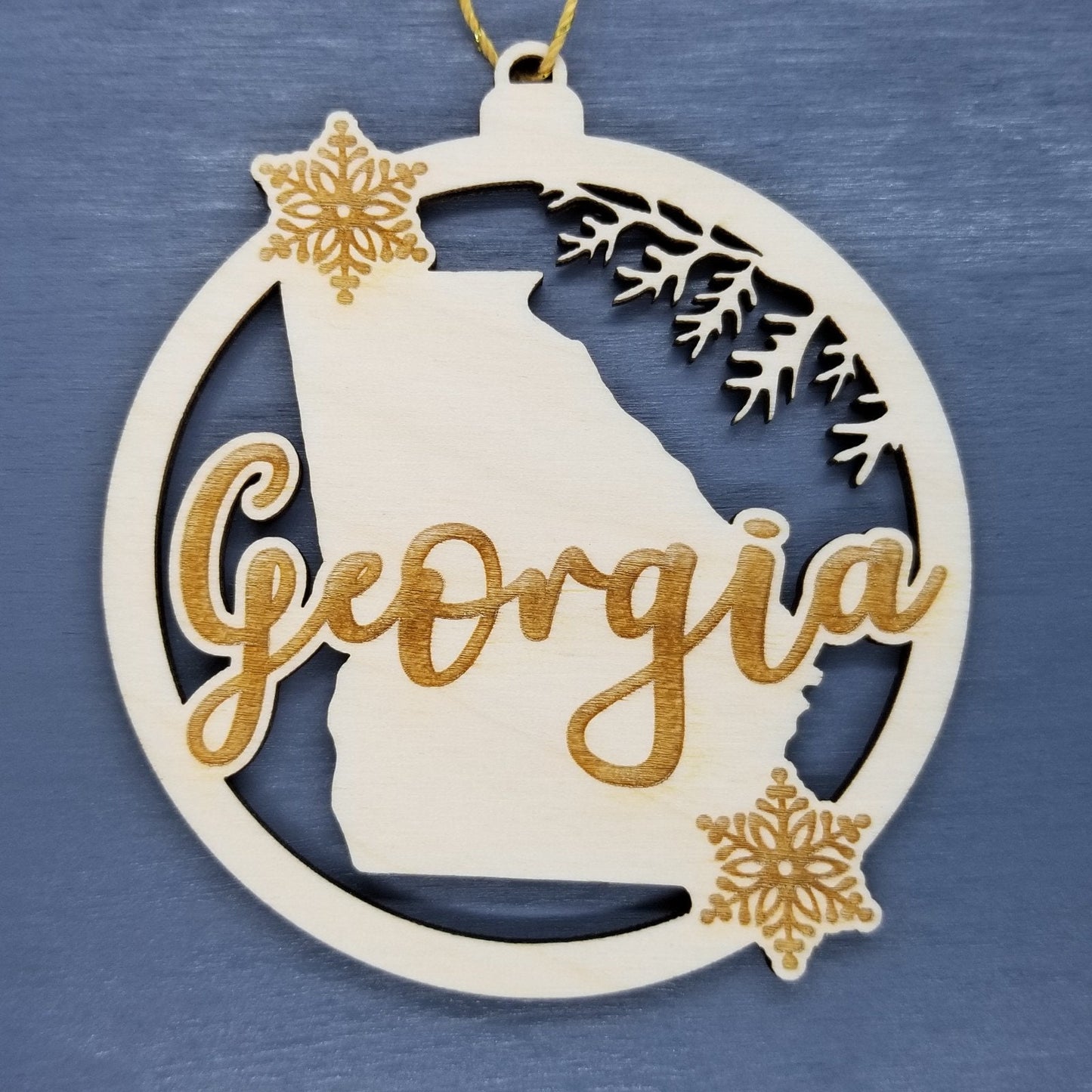 Wholesale Georgia Ornament - State Shape with Snowflakes Cutout GA Souvenir