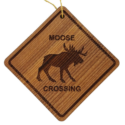 Moose Crossing Ornament - Moose Ornament - Wood Ornament Handmade in USA