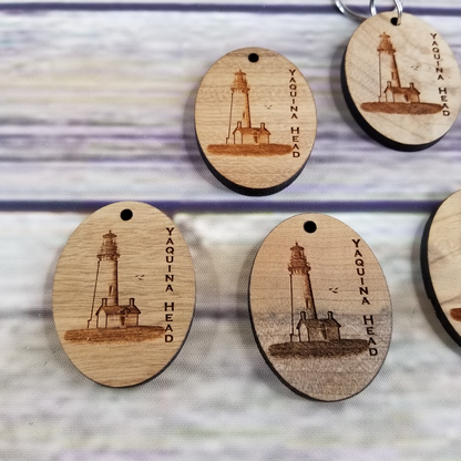 Yaquina Head Lighthouse Wood Keychain Tallest Lighthouse Myrtlewood Oregon Coast Souvenir Travel Gift