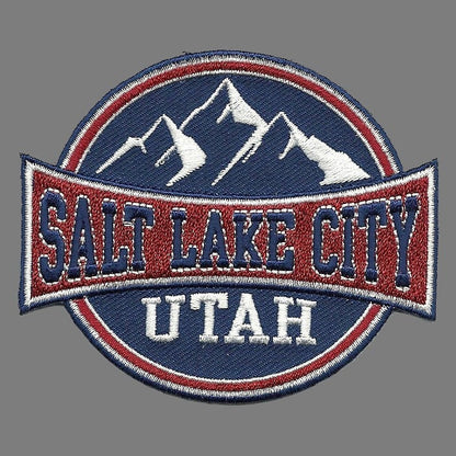 Salt Lake City Utah Patch – SLC UT Mountains – Travel Patch Iron On – UT Souvenir Patch – Embellishment Applique – Travel Gift 3.25"