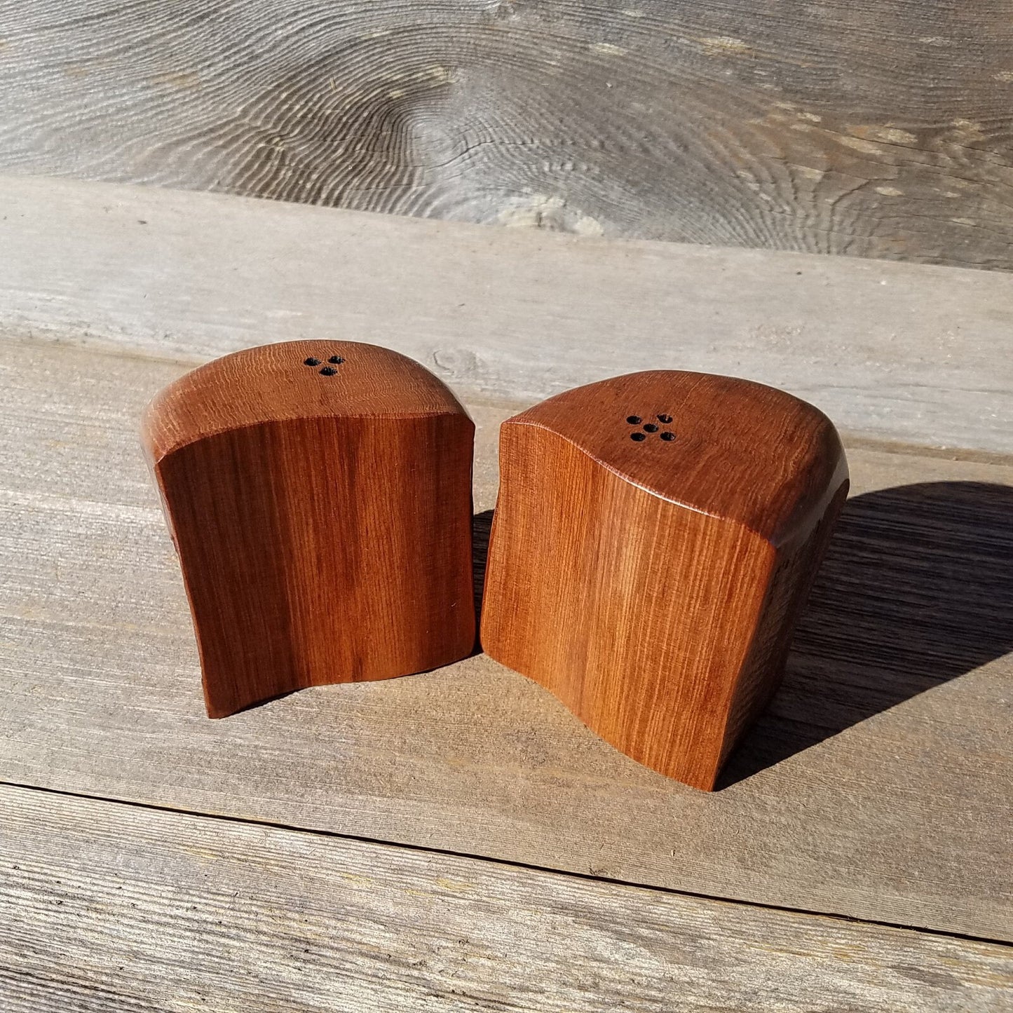 Wood Salt and Pepper Shakers Redwood Rustic Handmade #331 California Cabin Lodge Man Cave Camping Gift for Men