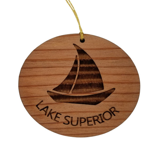 Lake Superior Ornament - Handmade Wood Ornament - Souvenir Sailing Sailboat - Christmas Ornament Michigan Wisconsin Minnesota Ontario Canada