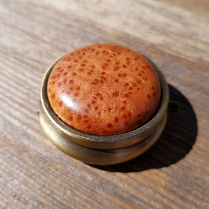 Redwood Pill Box 3 Sections Handmade Top California Burl #411 Souvenir Memento Mothers Day Gift Antique Bronze