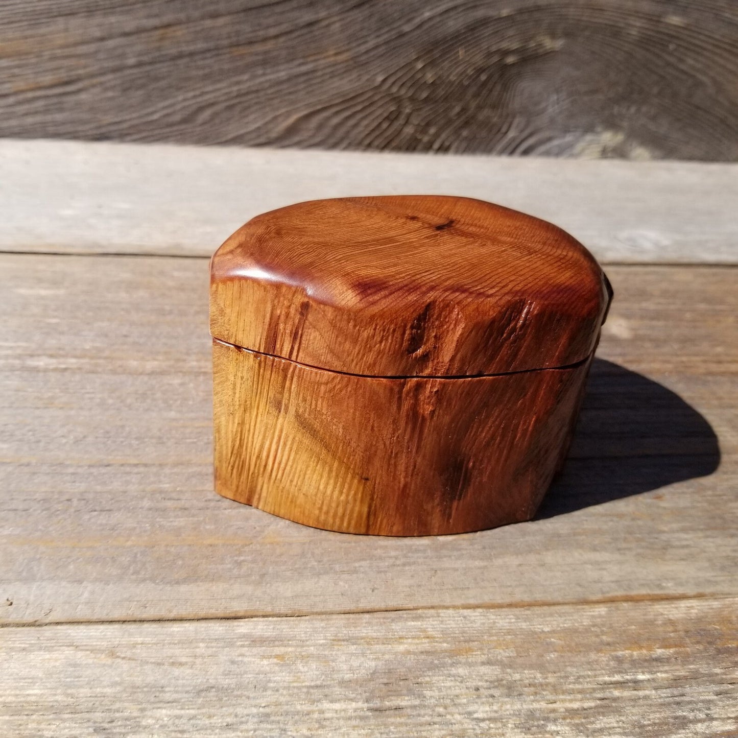 Wood Ring Box Redwood Rustic Handmade California Storage Live Edge Mini #522 Birthday Gift Christmas Gift Mother's Day Gift