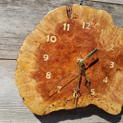 Wood Wall Clock Redwood Clock Handmade Wall Hanging Rustic Wedding Gift Burl Live Edge #426 Anniversary 2 Tone Mini