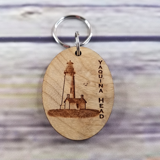 Yaquina Head Lighthouse Wood Keychain Tallest Lighthouse Myrtlewood Oregon Coast Souvenir Travel Gift