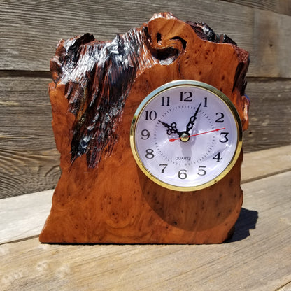 Redwood Burl Clock Shelf Mantle Desk Office Anniversary Wood #142