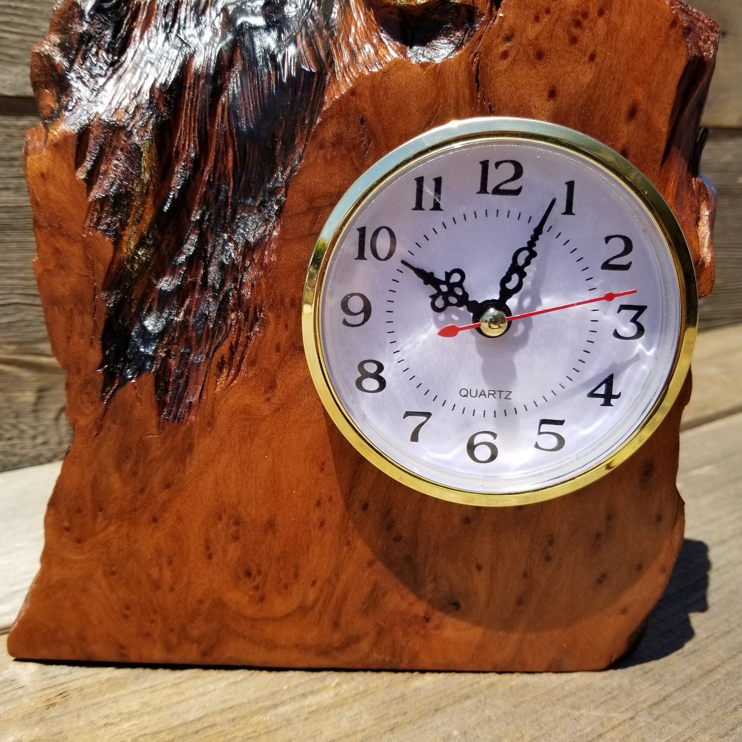 Redwood Burl Clock Shelf Mantle Desk Office Anniversary Wood #142