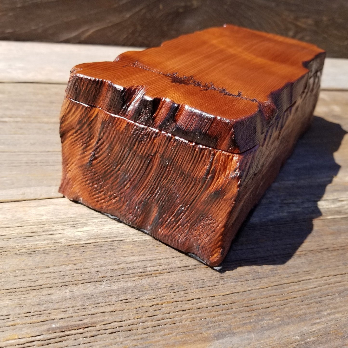 Wood Valet Box Curly Redwood Tree Engraved Rustic Handmade CA Storage #497 Handcrafted Christmas Gift Engagement Gift for Men Jewelry