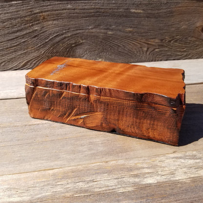 Wood Valet Box Curly Redwood Tree Engraved Rustic Handmade CA Storage #493 Handcrafted Christmas Gift Engagement Gift for Men Jewelry