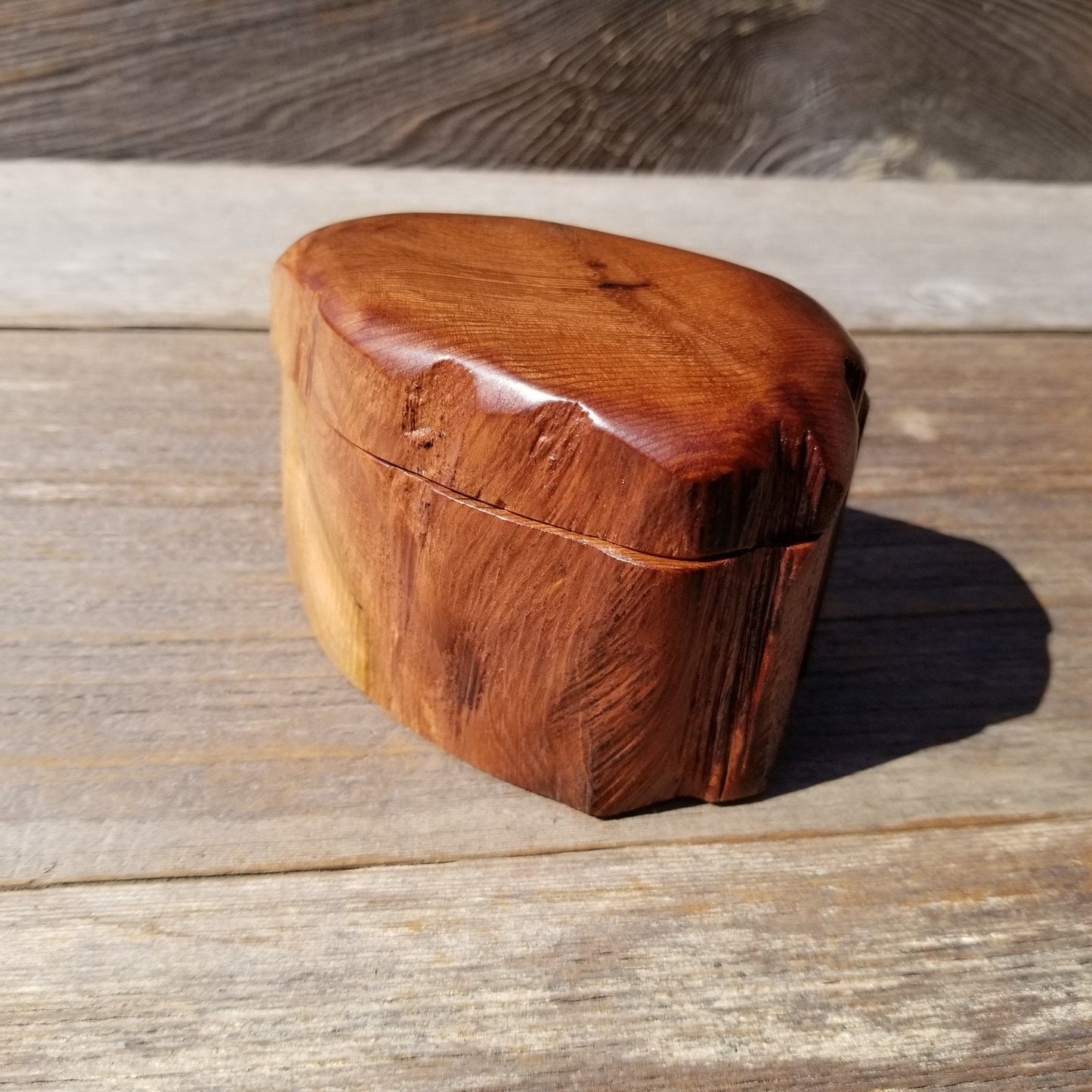 Wood Ring Box Redwood Rustic Handmade California Storage Live Edge Mini #522 Birthday Gift Christmas Gift Mother's Day Gift