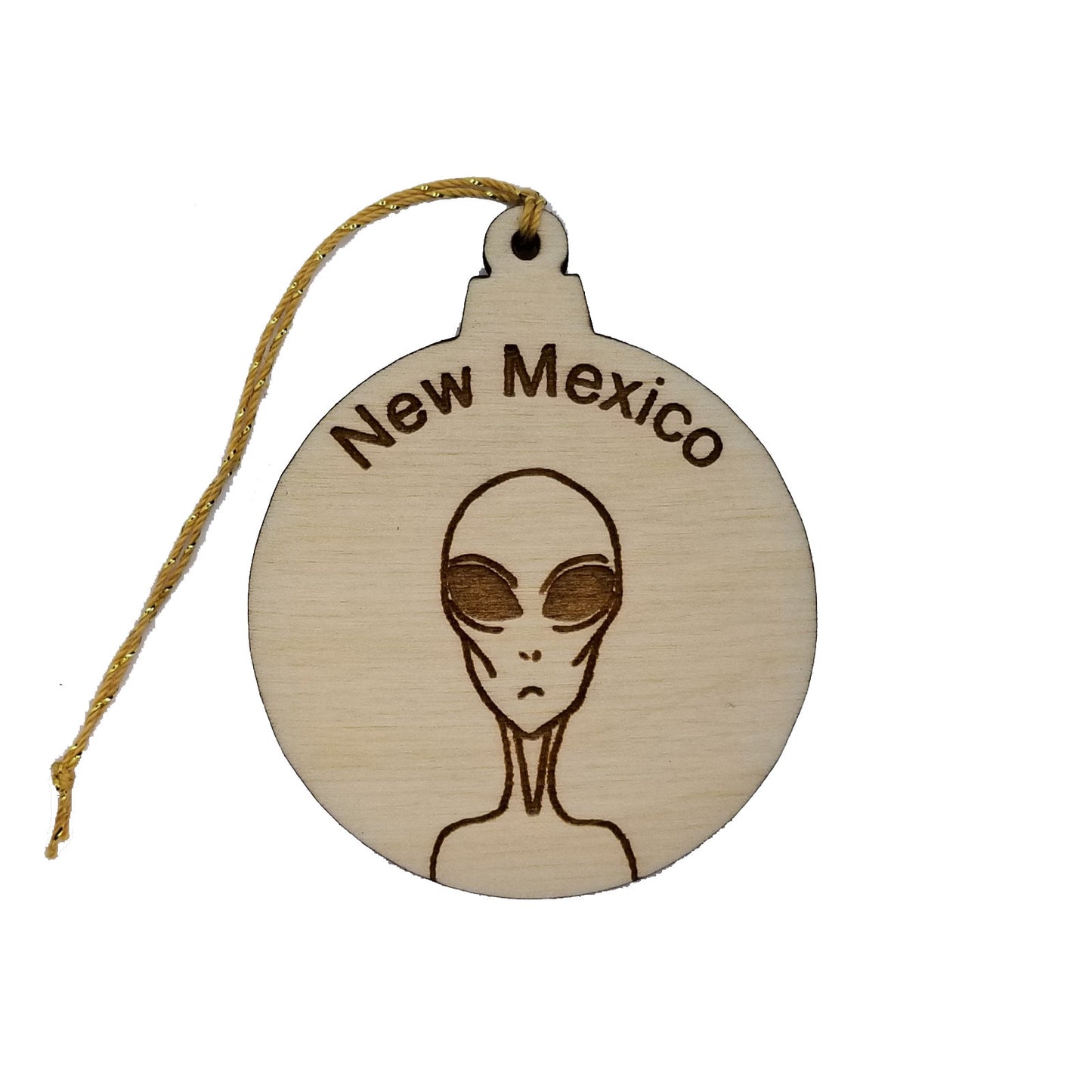 Alien New Mexico Christmas Ornament Wood Laser Cut Handmade in USA Travel Gift Souvenir Memento NM