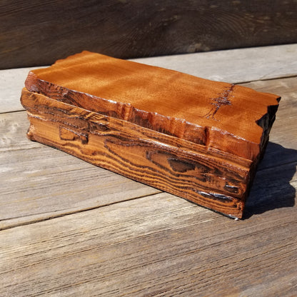 Handmade Wood Box with Redwood Tree Engraved Rustic Handmade Curly Wood #505 California Redwood Jewelry Box Storage Box