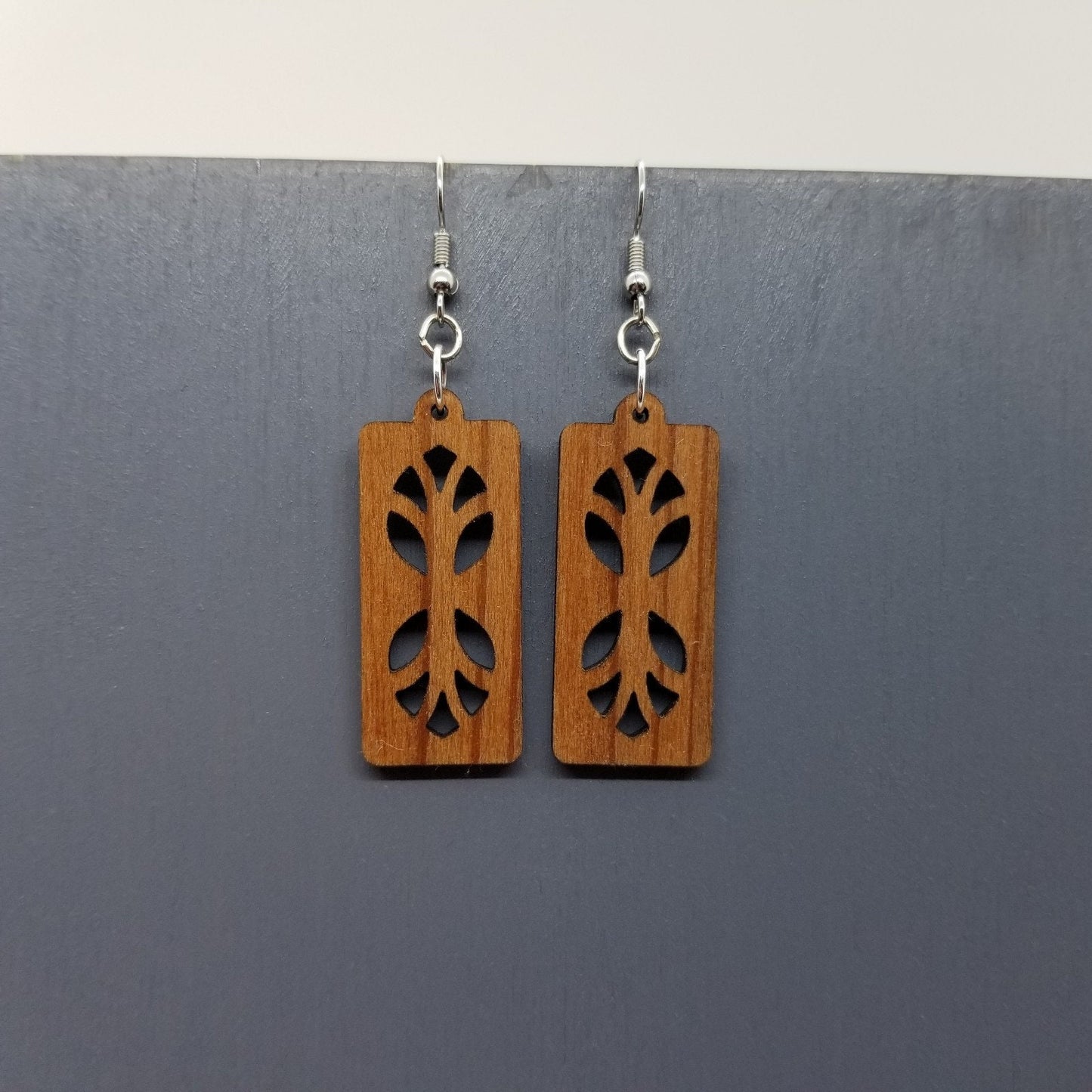 Redwood Earrings - Cutout Branches or Tree Earrings - California Redwood Dangle Earrings - CA Souvenir Keepsake - Anniversary Gift