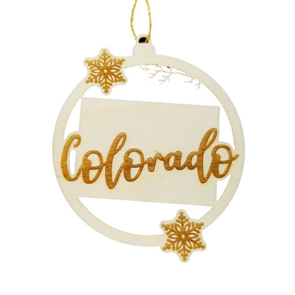 Wholesale Colorado Ornament - State Shape with Snowflakes Cutout CO Souvenir