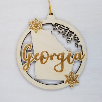 Wholesale Georgia Ornament - State Shape with Snowflakes Cutout GA Souvenir