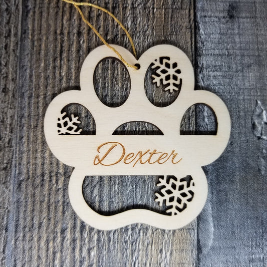 Pet Paw Personalized Ornament Handmade Wood Christmas Ornament Made in USA Pet Ornament Cat Lover Dog Lovers Pet Gift New Pet First