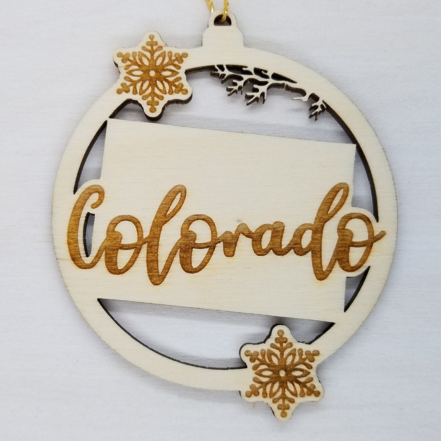 Wholesale Colorado Ornament - State Shape with Snowflakes Cutout CO Souvenir