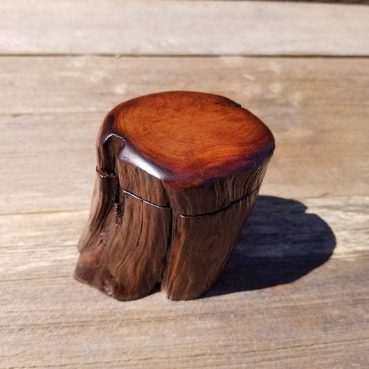 Wood Ring Box Redwood Rustic Handmade California Storage Live Edge Mini #371 Birthday Gift Christmas Gift Mother's Day Gift