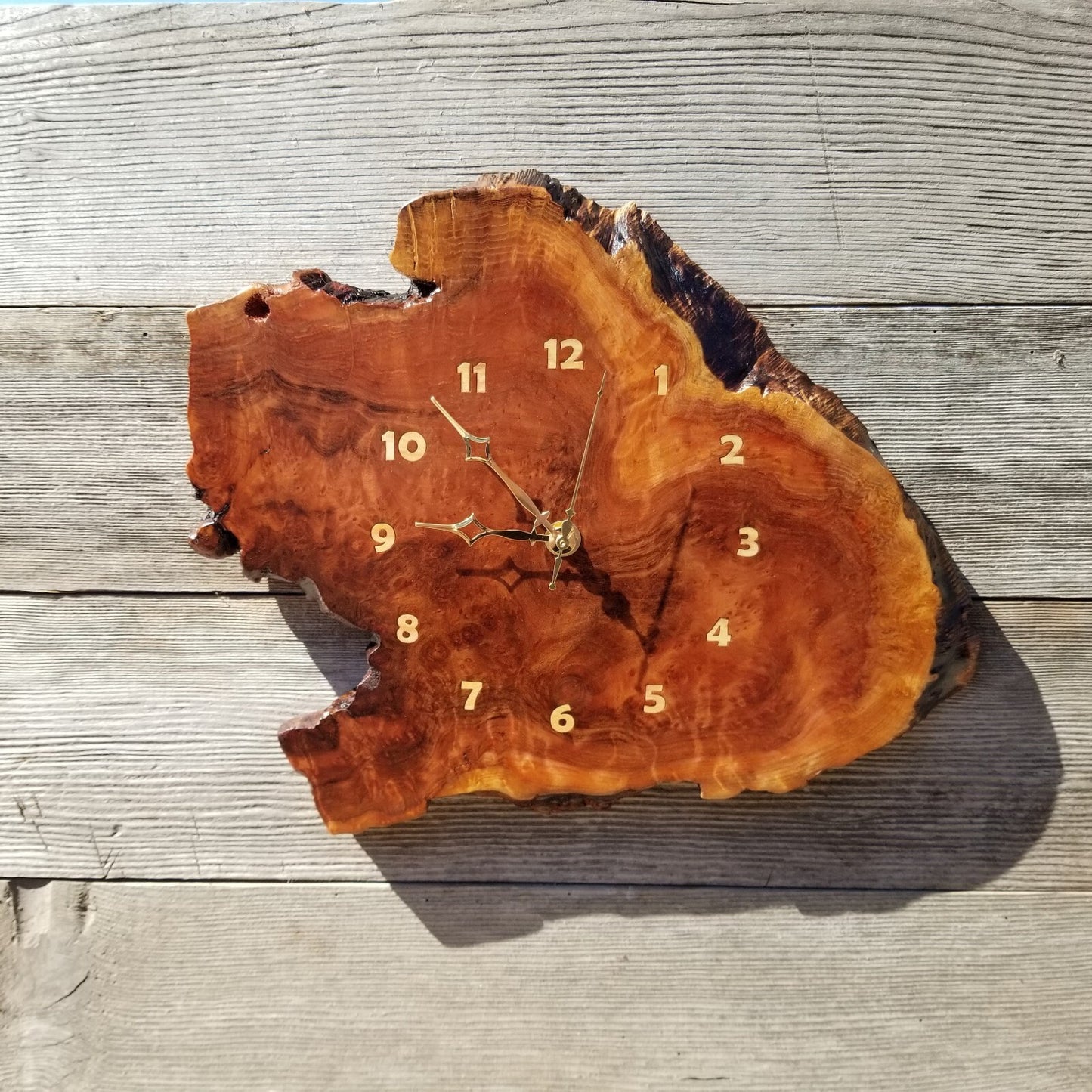 Redwood Clock Burl Wood Wall Hanging #431 Wall Clock Handmade Live Edge Cabin Lodge Rustic Decor California Gift for Him