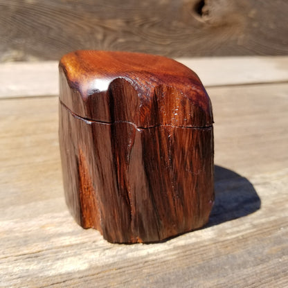 Wood Ring Box Redwood Rustic Handmade California Storage Live Edge Mini #361 Birthday Gift Christmas Gift Mother's Day Gift