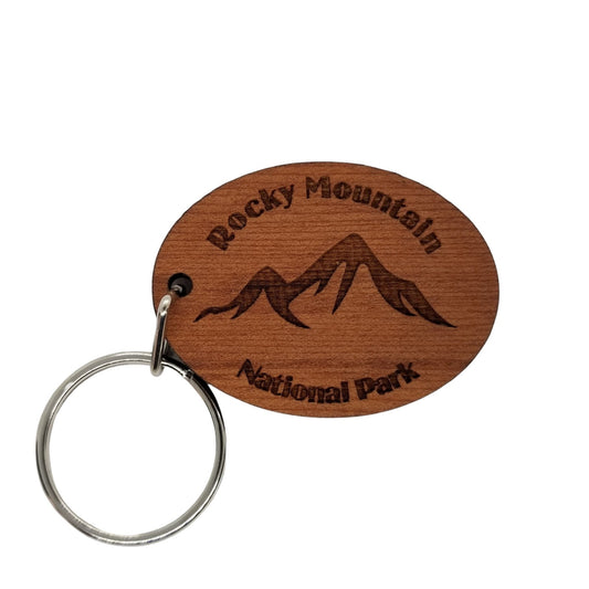 Rocky Mountain National Park Keychain Wood Keyring Mountain CO National Park Colorado Souvenir Travel Gift Key Tag Bag