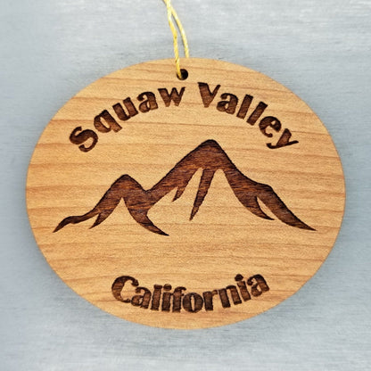 Squaw Valley Ornament California Souvenir Squaw Valley Ski Resort Handmade Wood Ornament