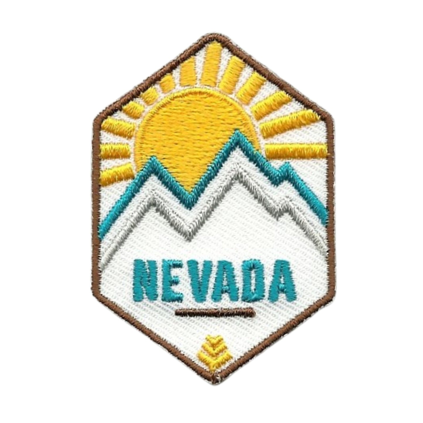 Nevada Patch – Sun with Mountains – Travel Patch Iron On – NV Souvenir Patch – Embellishment Applique – Diamond 2.25"