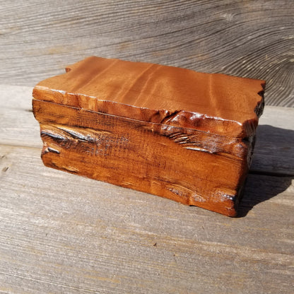 Redwood Jewelry Box Curly Wood Engraved Rustic Handmade California #448 Memento Box Dad Gift Trinkets Memories Stash Mens Valet