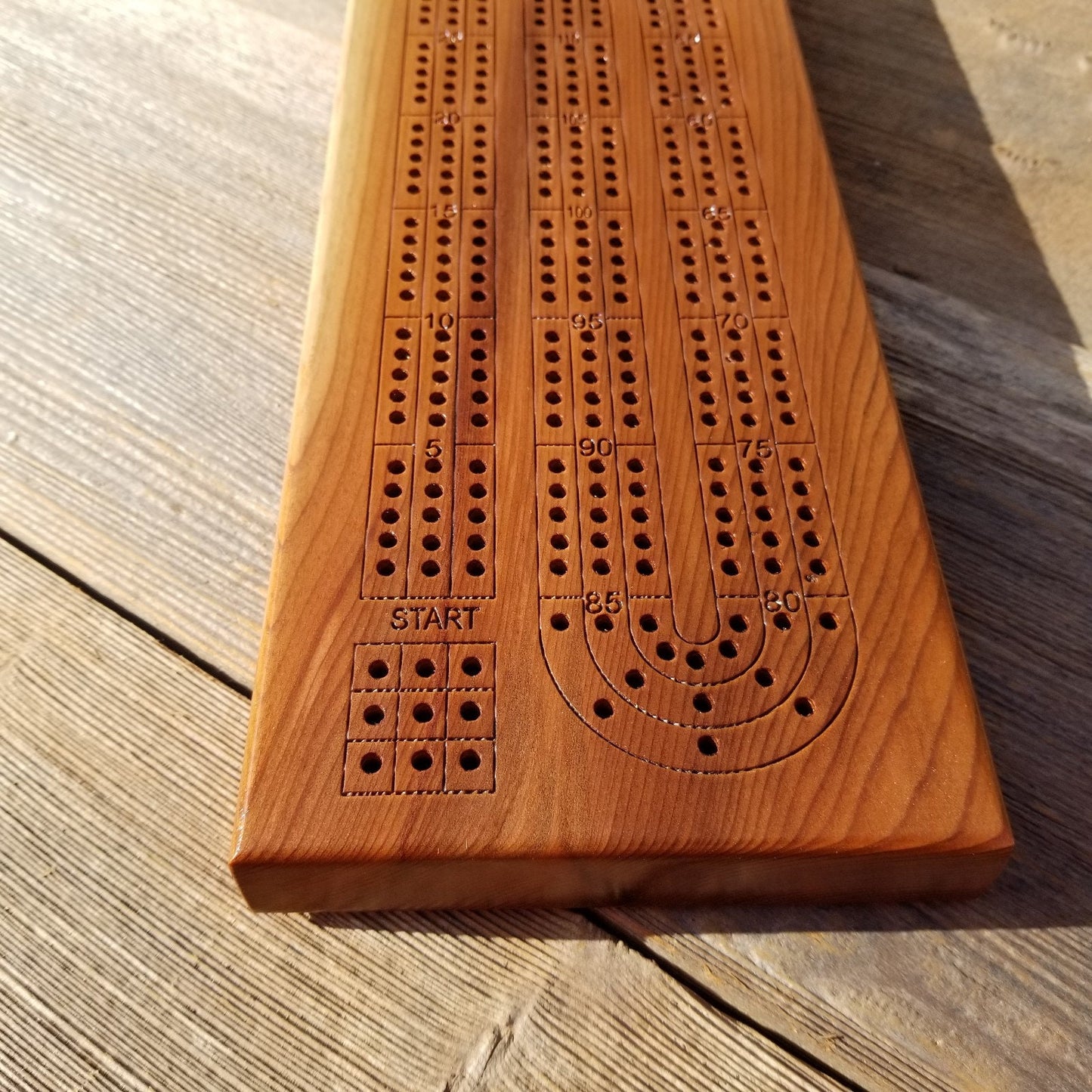 Redwood Wood Cribbage Board Handmade Laser Engraved 3 Player #443 USA Card Game 2 Tone Birthday Gift Christmas Gift California Souvenir