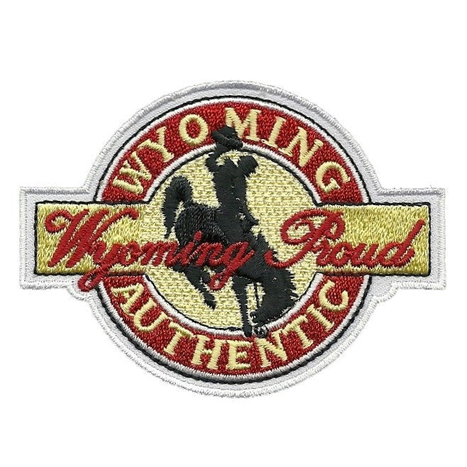 Wyoming Patch – WY Bucking Horse Patch - Travel Patch Iron On – Souvenir Patch – Applique – Travel Gift 3" Wyoming Steamboat Horse Rider