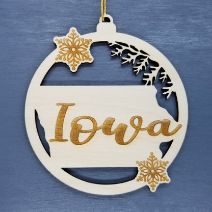 Wholesale Iowa Ornament - State Shape with Snowflakes Cutout IA Souvenir