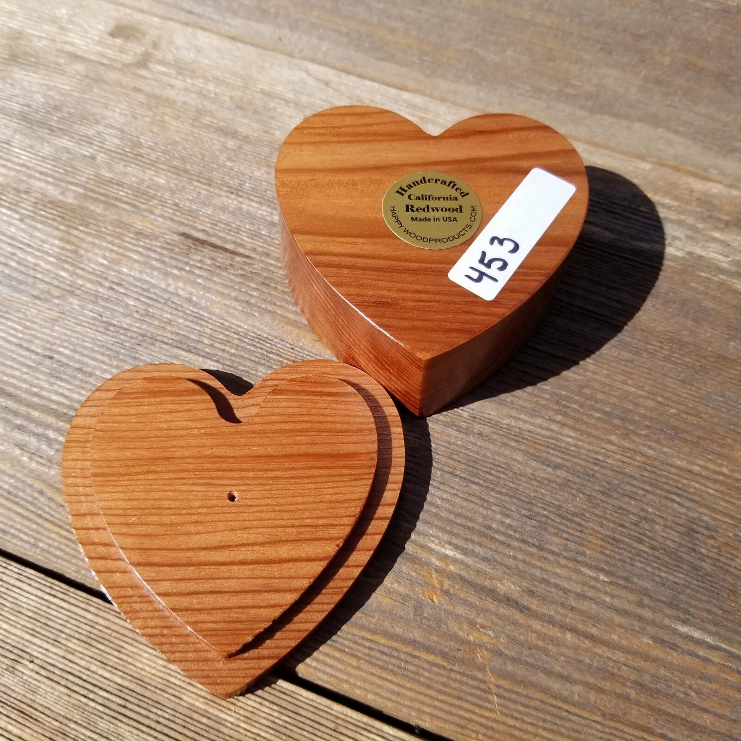 Handmade Wood Box with Redwood Heart Ring Box California Redwood #453 Christmas Gift Anniversary Gift Ideas