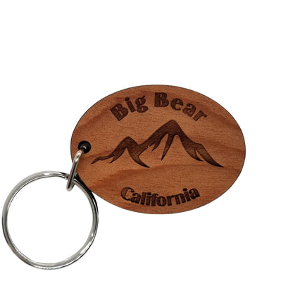 Big Bear Keychain California Mountains Handmade Wood Keyring Souvenir Big Bear Lake Bear Mountain Ski Resort Skiing Travel Gift Tag Key Ring