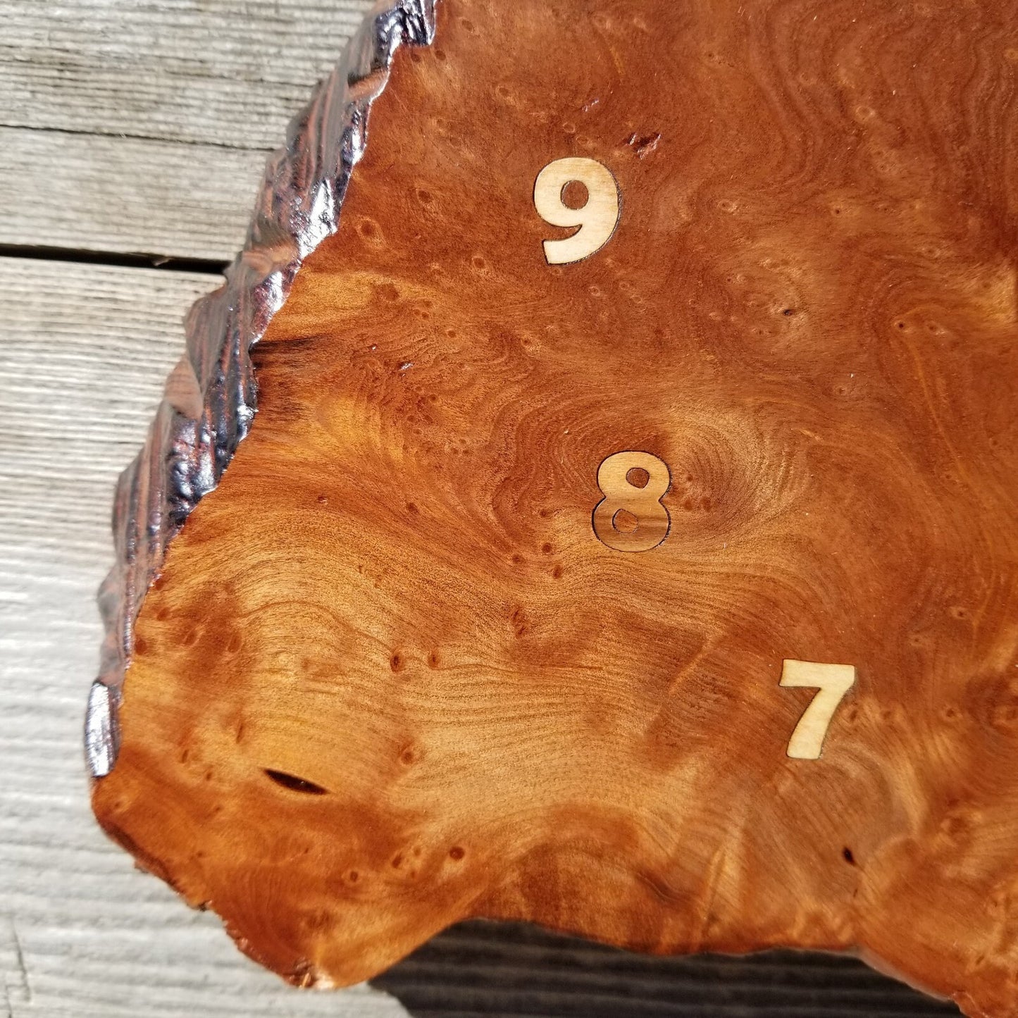 Wood Clock Wall Hanging Redwood Handmade Burl #552 Realtor Gift Redwood Burl Wall Clock Small