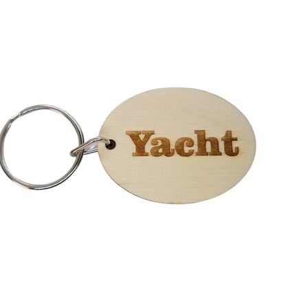 Yacht Wood Keychain Key Ring Keychain Gift - Key Chain Key Tag Key Ring Key Fob - Yacht Text Key Marker