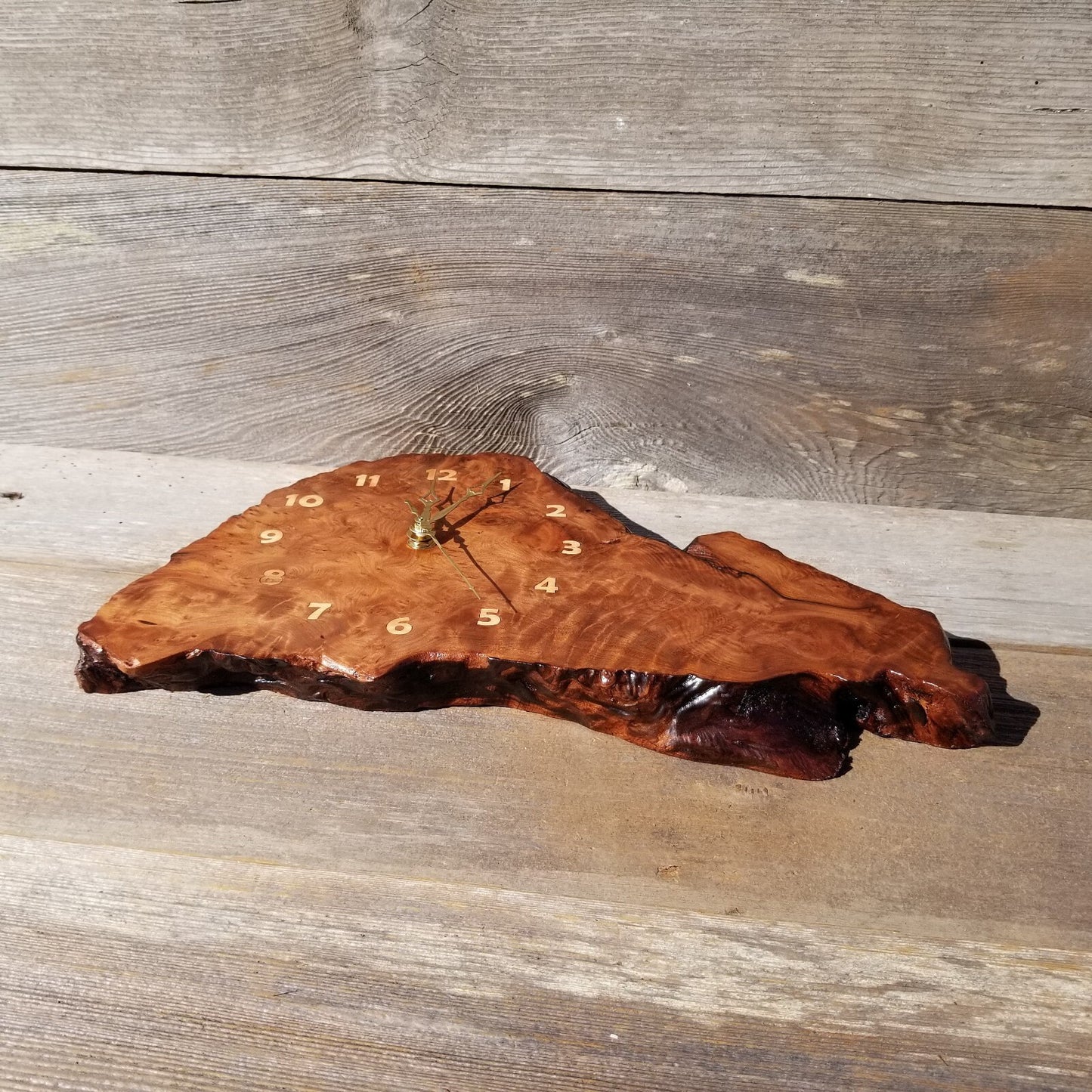 Wood Clock Wall Hanging Redwood Handmade Burl #552 Realtor Gift Redwood Burl Wall Clock Small