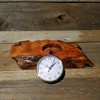 Wood Clock Desk, Office, Mantel Redwood Burl Birthday Gift, Engagement Gift, Handmade Gift for Men, Gift For Her #149