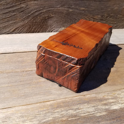 Wood Valet Box Curly Redwood Tree Engraved Rustic Handmade CA Storage #493 Handcrafted Christmas Gift Engagement Gift for Men Jewelry