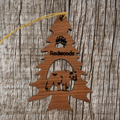 Bear in a Tree Ornament Christmas California Redwoods Souvenir Handmade Wood Ornament Collectible Travel Gift Rustic Home Decor