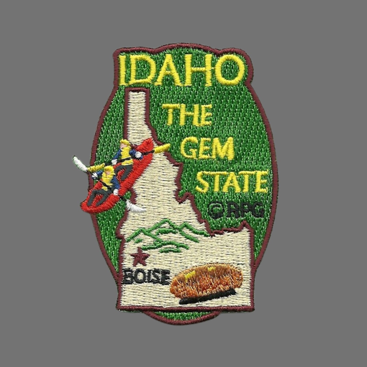 Idaho Patch – ID - The Gem State - Idaho State Shape- Travel Patch Iron On – ID Souvenir Patch – Embellishment Applique – Travel Gift 3"