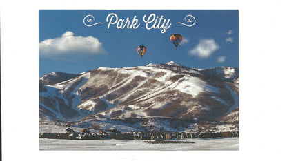 Park City Utah Postcard Skiing Ski Resort Snow Dusted Mountains Hot Air Balloon 4x6 - Great for Crafting - Decoupage - Scrapbooking Supply