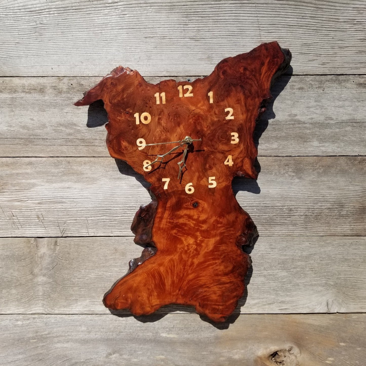 Wood Clock Wall Hanging Redwood Handmade Burl #424 Redwood Burl Wall Clock Small Father Dad Gift Mother Mom Gift