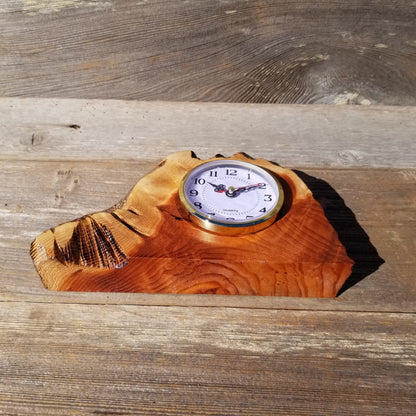 Redwood Wood Clock Redwood Burl Clock Table Shelf Mantle Desk Office #563 2 Tone Sitting Wood 5th Anniversary