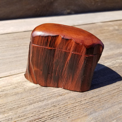 Wood Ring Box Redwood Rustic Handmade California Storage Live Edge Mini #376 Birthday Gift Christmas Gift Mother's Day Gift